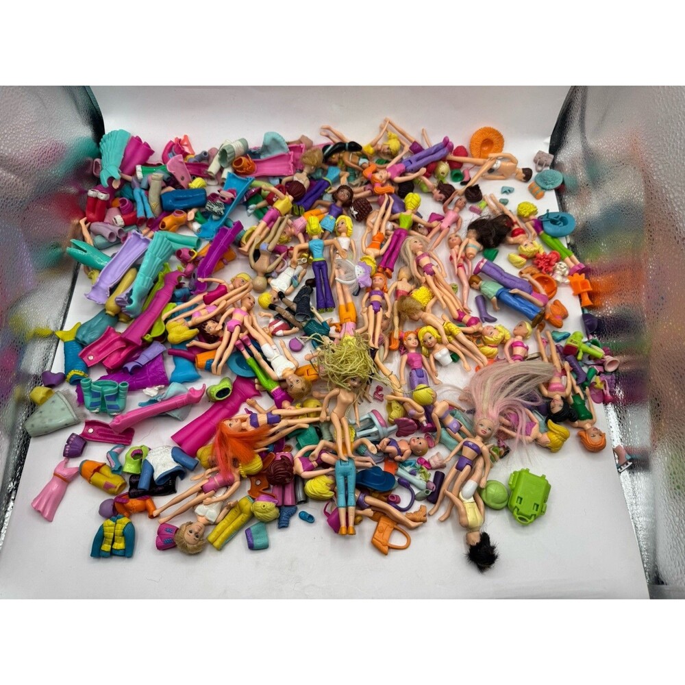 Polly Pocket Dolls And Accessories 57 Dolls Total Plus Parts Shoes Hats Clothes
